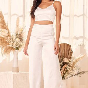 White Satin Two-Piece Jumpsuit